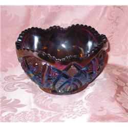 Purple Carnival glass bowl 8.25" diameter 4.5" tall