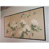 Image 1 : Hand painted wall screen w/blue birds & white flowers - 71" x 35.5" - w/hangers