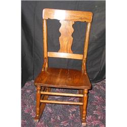 Antique oak armless rocking chair - rockers are 28"long & seat is 16" x 16" - chair is 31.5" tall