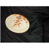 Image 1 : Antique (1930's) Chinese platter in ivory porcelain decorated with rust & gold leaves & fushia & blu