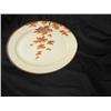 Image 1 : Antique (1930's) Chinese platter in ivory porcelain decorated with rust & gold leaves & fushia & blu