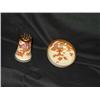 Image 1 : Salt dish & pepper shaker Antique (1930's) Chinese porcelain decorated with rust & gold leaves & fus