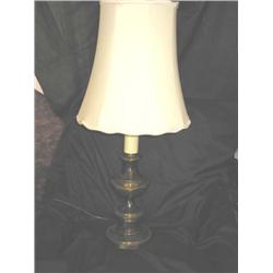 2 solid brass candlestick lamps w/ivory silk shades 34" tall & shade is 16" diameter - bid will be 2