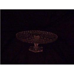 Full lead rose patterned pedestal cake plate - 11 1/8" diameter x 4.5" tall