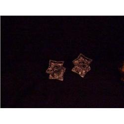 2 full lead crystal Moravin star design candle holders - 2" squared