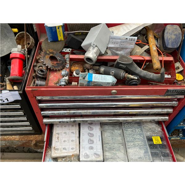 2 TOOLBOXES WITH ASST O-RINGS, C-CLIPS, SAE AND METRIC GREASE FITTINGS, SNAP RINGS, COTTER PINS,