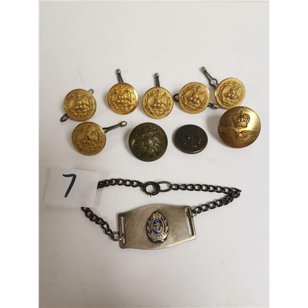 Sterling Silver Navy Bracelet and Military buttons