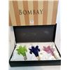 Image 1 : Bombay Morano glass floral bottle stoppers set of 3 with box