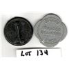 Image 2 : VINTAGE CLOCKFACE LAPEL PIN AND USA MERCHANTS ALUMINUN TOKEN