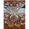 Image 2 : \Hugh pressed glass punch bowl set 14" tall 14"Dia 11 cups- chip on bottom of pedastil base