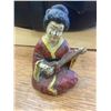 Image 1 : Cast door stop, hubley - 6" tall Geisha girl - chip on end of guitar