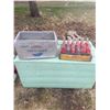 Image 1 : Vintage Pepsi cooler, no lid and Coke tray, with misc bottles