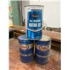 Image 1 : 3 1Qt oil tins - 2 Esso, 1 Sears - all are full