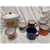 Image 1 : Six Enamel Cups & Flower Pot with 3 Holes