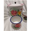 Image 2 : Six Enamel Cups & Flower Pot with 3 Holes