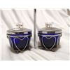 Image 1 : Cobalt Blue Cream & Sugar Bowl on Stand