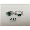 Image 1 : Two sterling silver rings with green stones