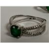 Image 5 : Two sterling silver rings with green stones