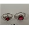 Image 4 : Two sterling silver rings with red stones