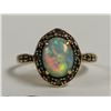 Image 2 : Vintage 10K gold ring with large opal stone and small diamonds