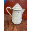 Image 1 : Granite ware, coffee pot - 9 1/2" tall - green and white