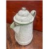 Image 3 : Granite ware, coffee pot - 9 1/2" tall - green and white