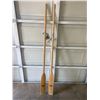 Image 1 : Pair of wooden oars - feather brand, comes with rowing brackets - 77" long