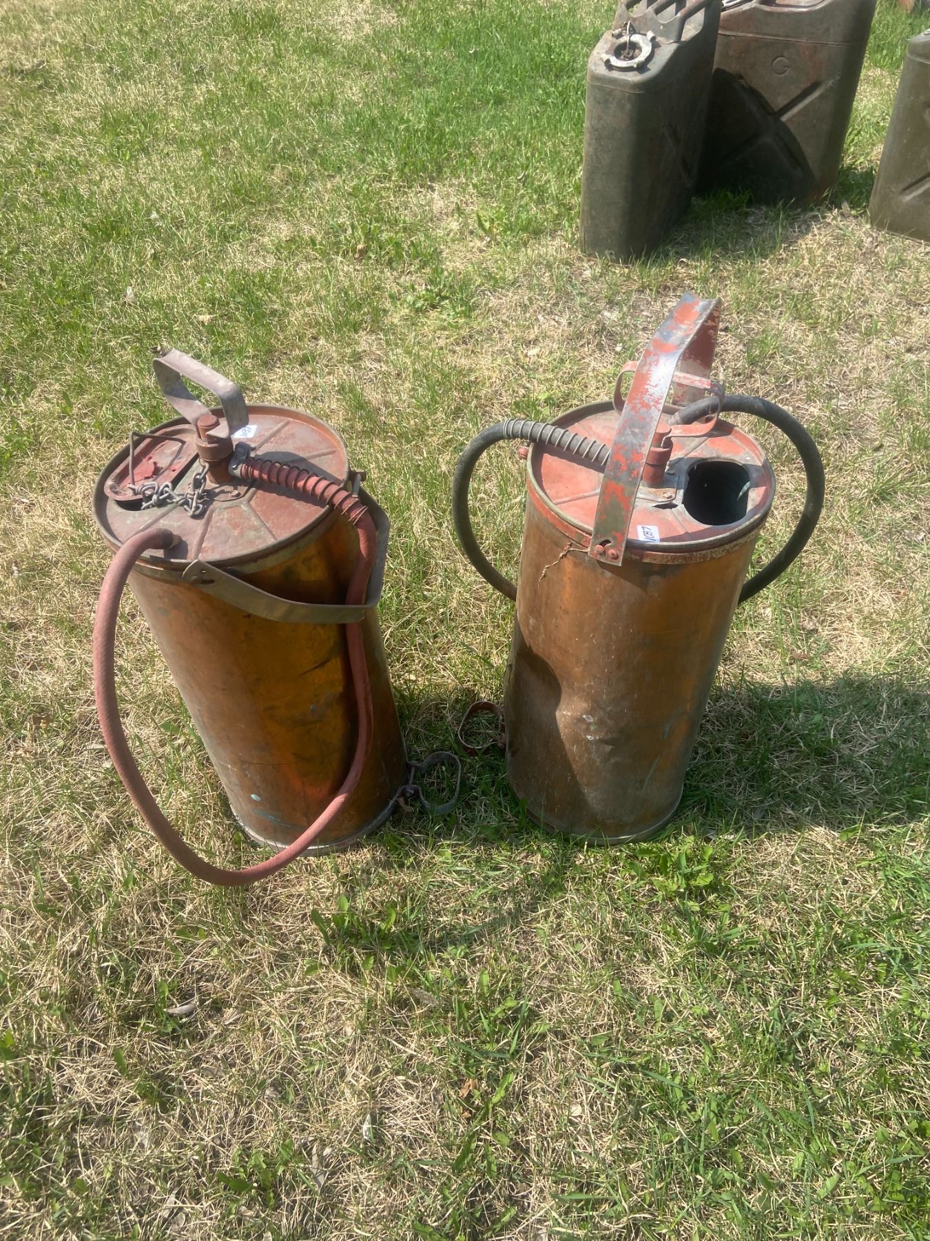 2 vintage copper fire extinguishers