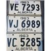 Image 1 : Three 1963 Alberta license plates - very good