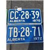 Image 2 : Four early 70's Alberta license plates - very good