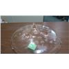Image 4 : 3 Leg Pink Depression Glass Plate with Etched Flowers