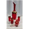 Image 1 : Vintage Red Glass Decanter Set