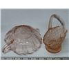 Image 3 : Pink depression glass flower basket & Pink depression Candy bowl with finger handle