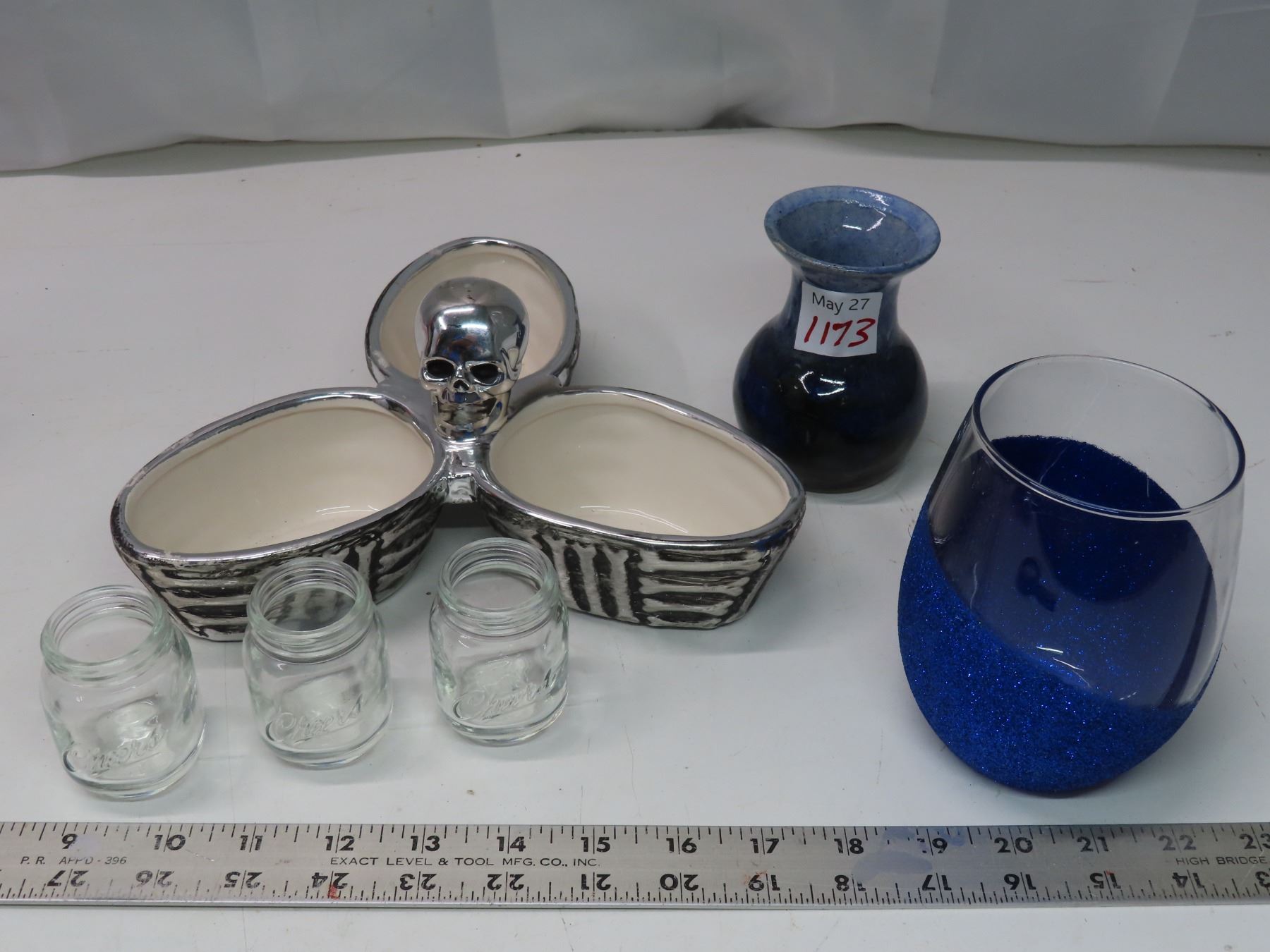 Lot of Unique collectible kitchen items Skull candy serving tray, 3