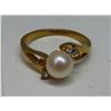 Image 2 : 18KGE gold ring with pearl and two diamonds – 2.1g (diamonds & pearl unchecked)