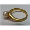 Image 3 : 18KGE gold ring with pearl and two diamonds – 2.1g (diamonds & pearl unchecked)