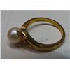 Image 4 : 18KGE gold ring with pearl and two diamonds – 2.1g (diamonds & pearl unchecked)