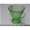 Image 2 : Green Depression glass creamer cup – with ornate pattern