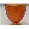 Image 2 : Orange Depression glass candy cup with lid with crackled pattern– (lid has a small chip)