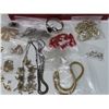 Image 3 : Lot of costume jewelry brooches, necklaces, etc. & Red jewelry box