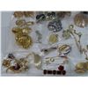Image 4 : Lot of costume jewelry brooches, necklaces, etc. & Red jewelry box