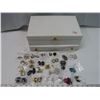 Image 1 : Lot of Costume jewelry earrings, rings & white jewelry box