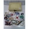 Image 1 : Lot of assorted costume jewelry + White jewelry box