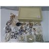 Image 1 : Lot of assorted costume jewelry + White jewelry box