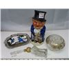 Image 1 : Burlington – Watchman jug + Blue-jay decor, + Ashtray, + glass paper weight etc.