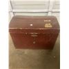 Image 1 : Hump back steamer trunk - original shipping decals - 28"x19" - unique piece