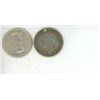 Image 2 : 1952 & 1957 Canada silver 50 cent coins (1952 coin has a punched hole, 1957 coin very good condition