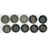 Image 1 : 10x Canada 50 cent coins: 1970,1974,1979,1988,2000, 5x ER II D.C. Regina 50 year jubilee quarter
