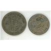 Image 1 : 1942 British Half Crown George IVS VI D:G:BR:OMN:REX coin, & 1948 British 2 Shillings George IVS VI 