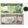 2x Iraq Bank notes, and unique coin